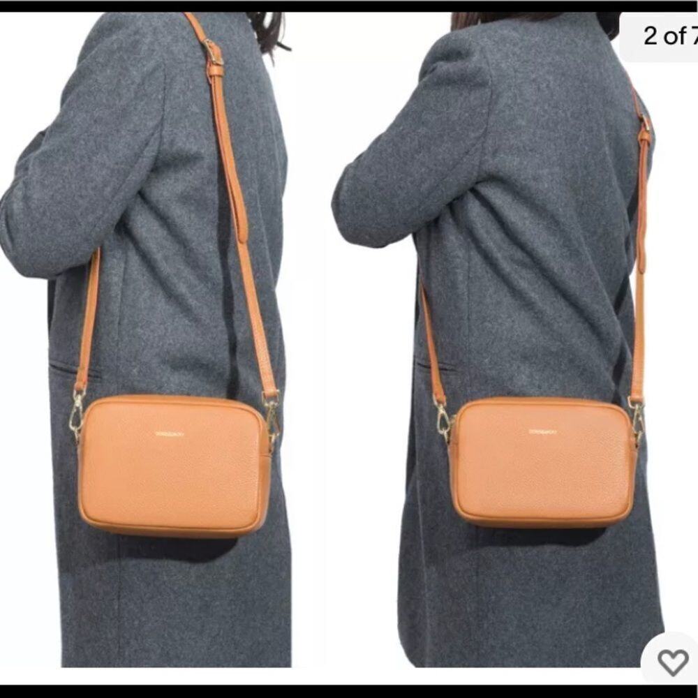 Lodis Shoulderbag Crossbody Purse Tan Pebbled Leather Small. See Video